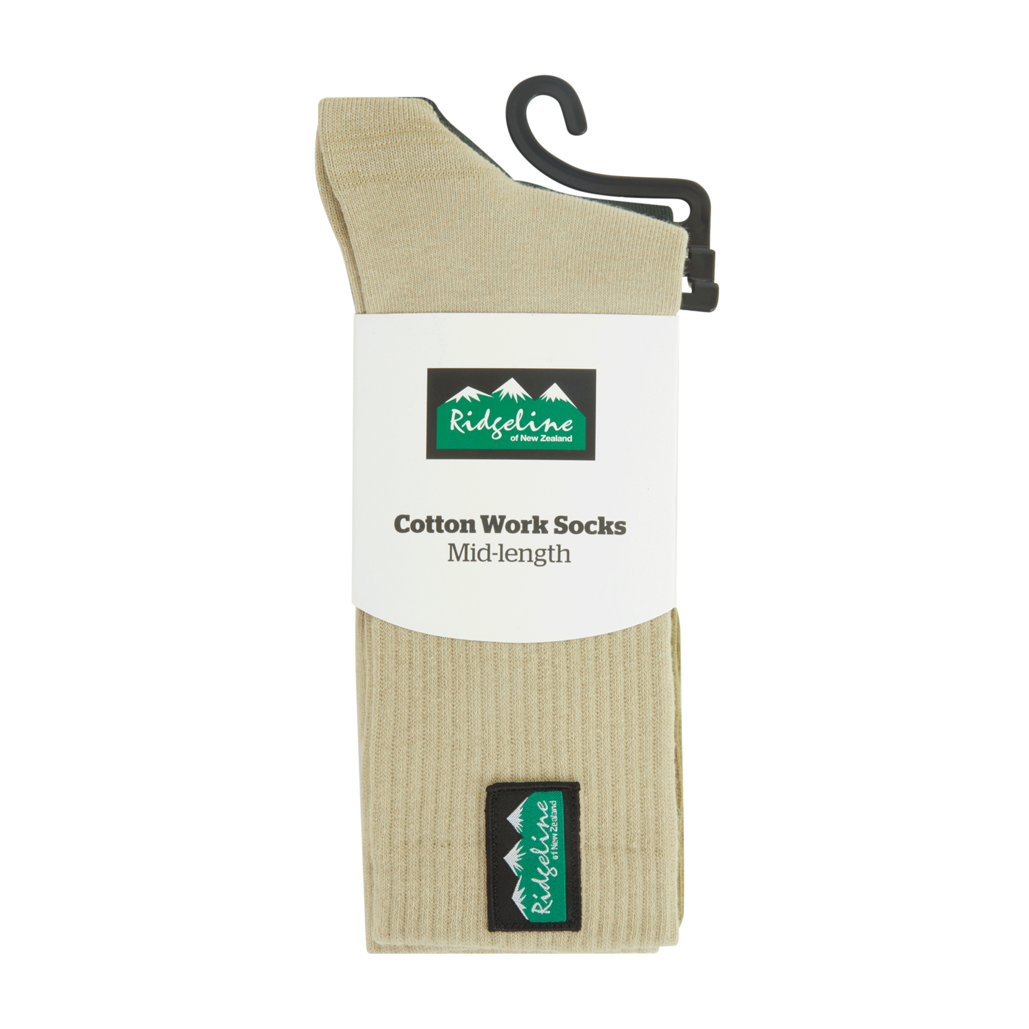 Ridgeline Cotton Light Work Socks Mid Length Olive Multi 3 Pack