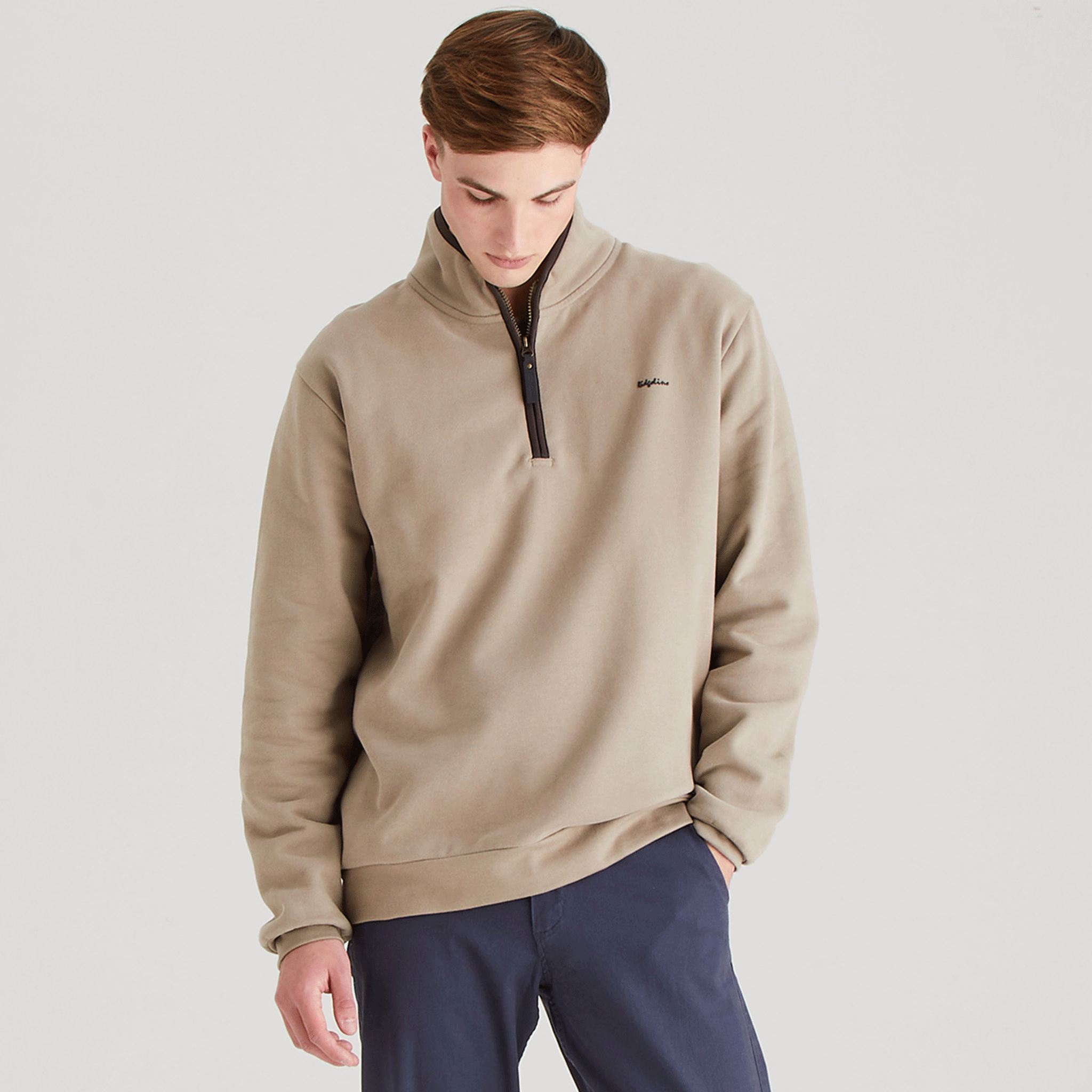 Ridgeline Men's Brancaster Quarter Zip Top Roasted Cashew