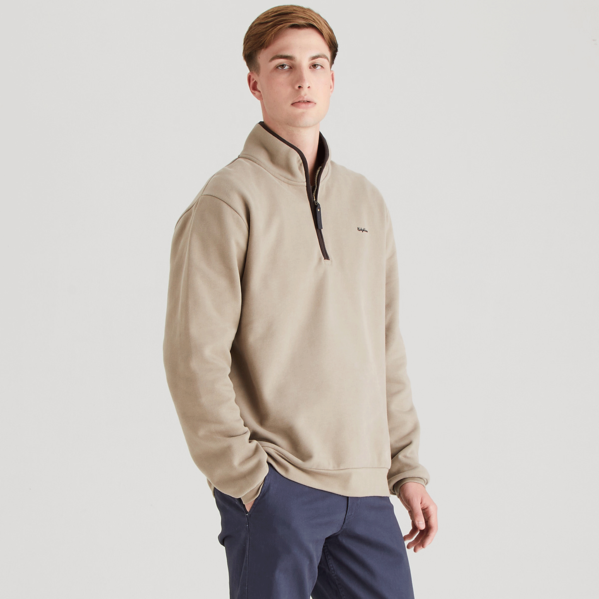 Ridgeline Men's Brancaster Quarter Zip Top Roasted Cashew