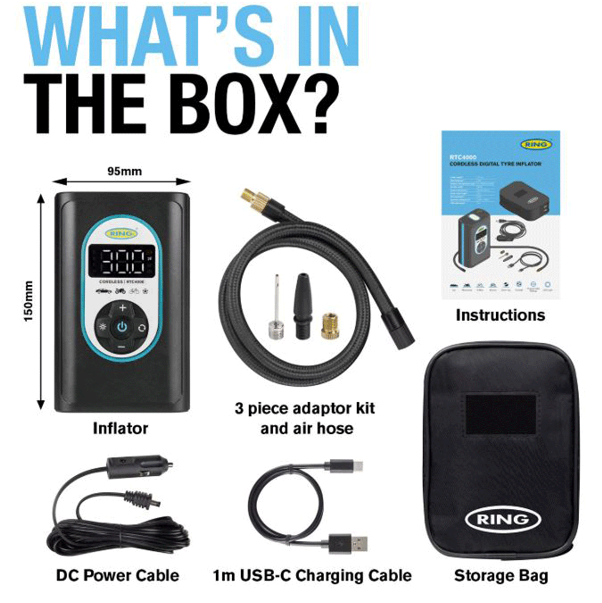 Ring Automotive Cordless Digital Rechargeable Tyre Inflator