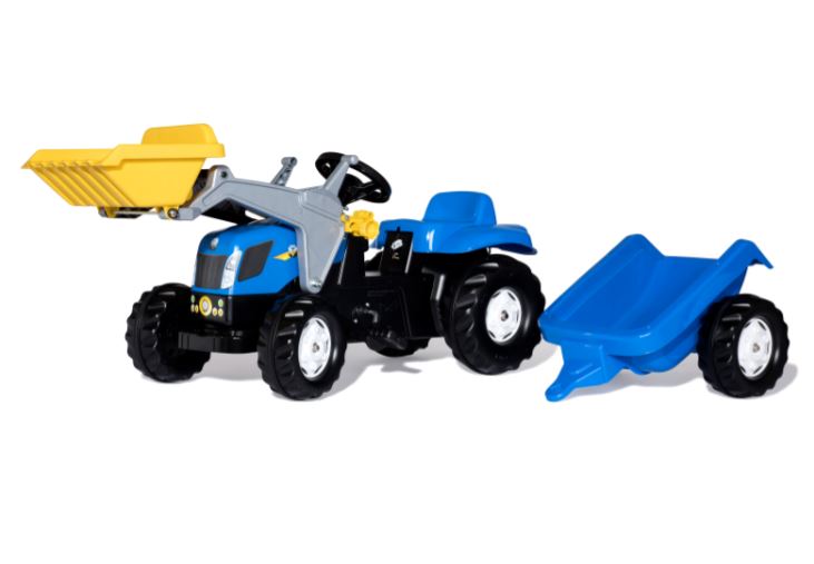 Rolly New Holland TVT 190 Pedal Tractor with Front Loader & Trailer 2