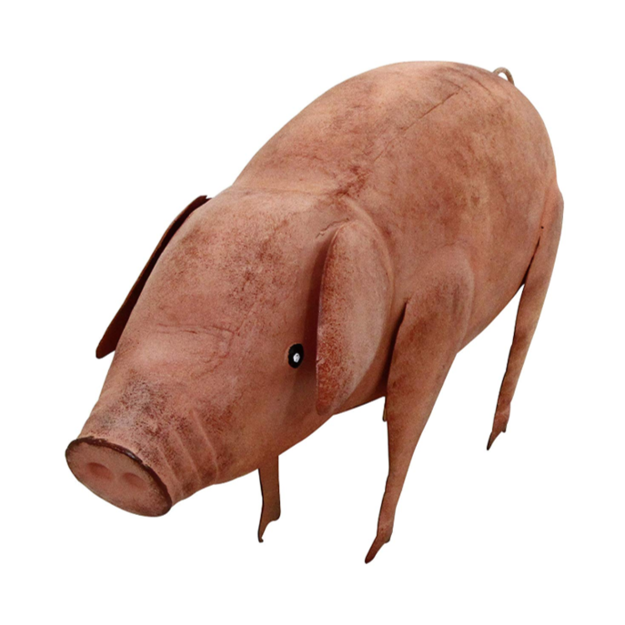 Rolson Pink Pig Metal Garden Ornament