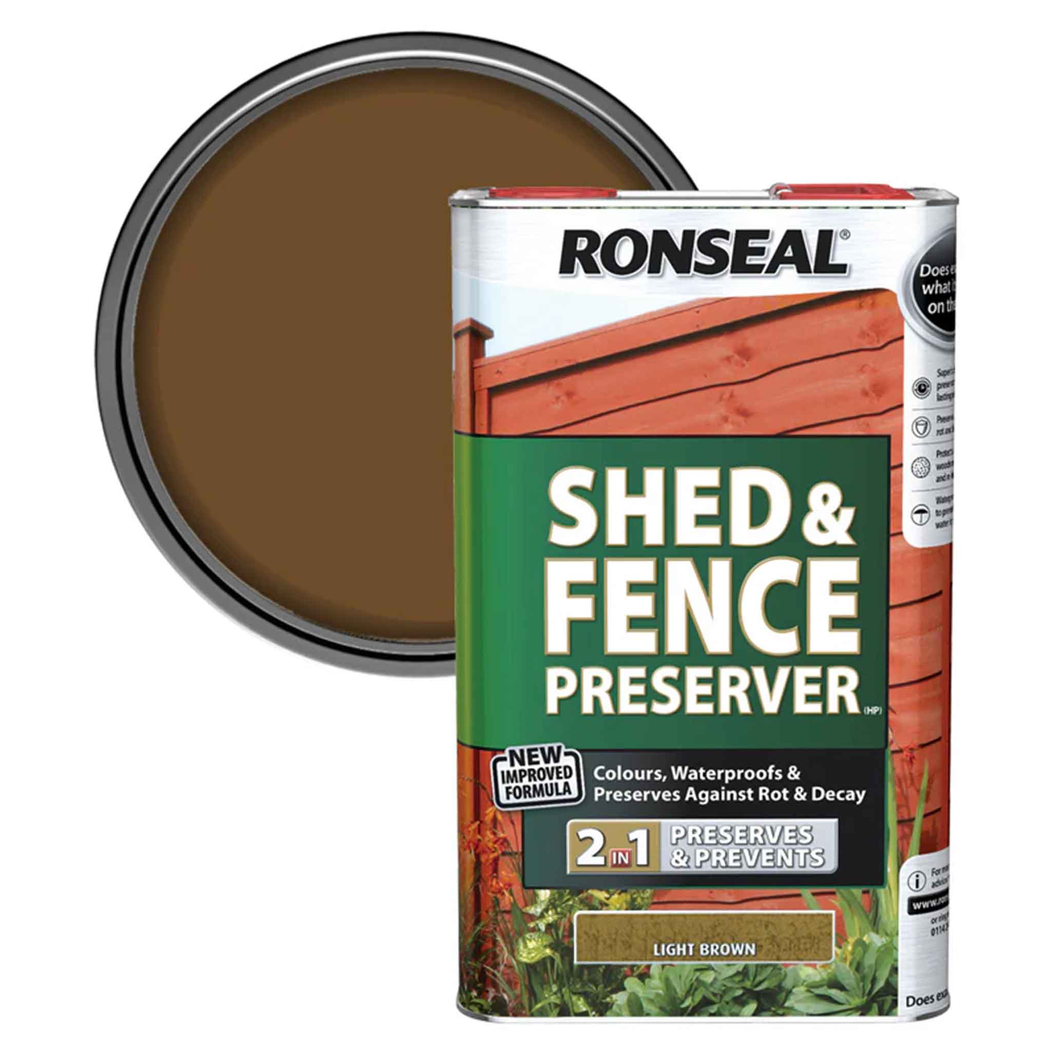 Ronseal Shed & Fence Preserver 5L - Assorted Colours