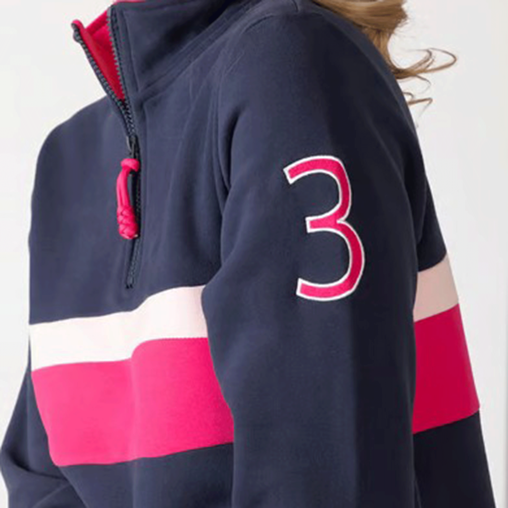 Rydale Bramham Ladies Quarter Zip Stripe Sweatshirt Navy-Bonbon
