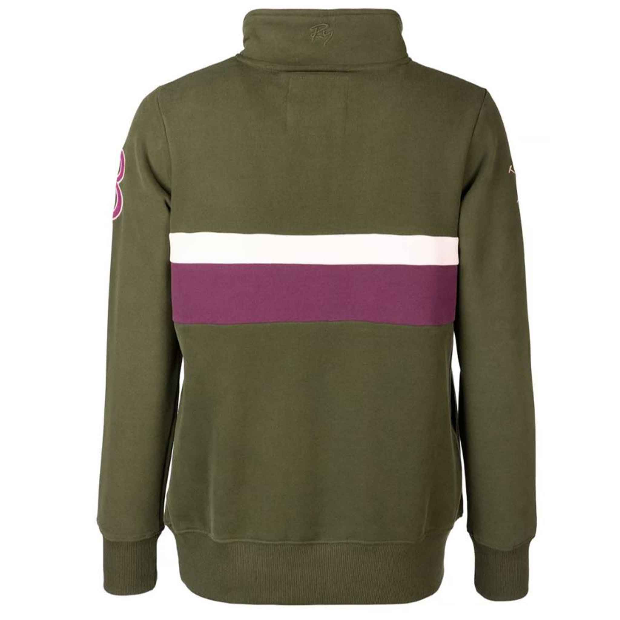 Rydale-Bramham-Ladies-Qtr-Zip-Stripe-Sweatshirt-Olive-Damson-2