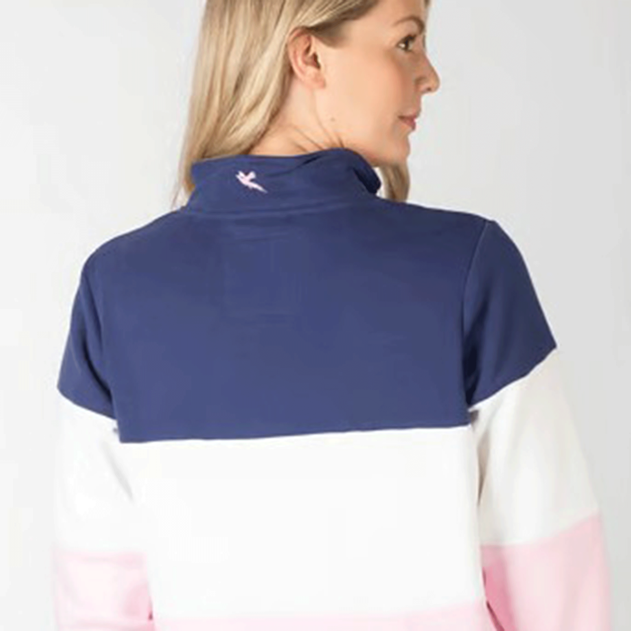 Rydale Byland Ladies Quarter Zip Sweatshirt Cow Denim-White-Sorbet
