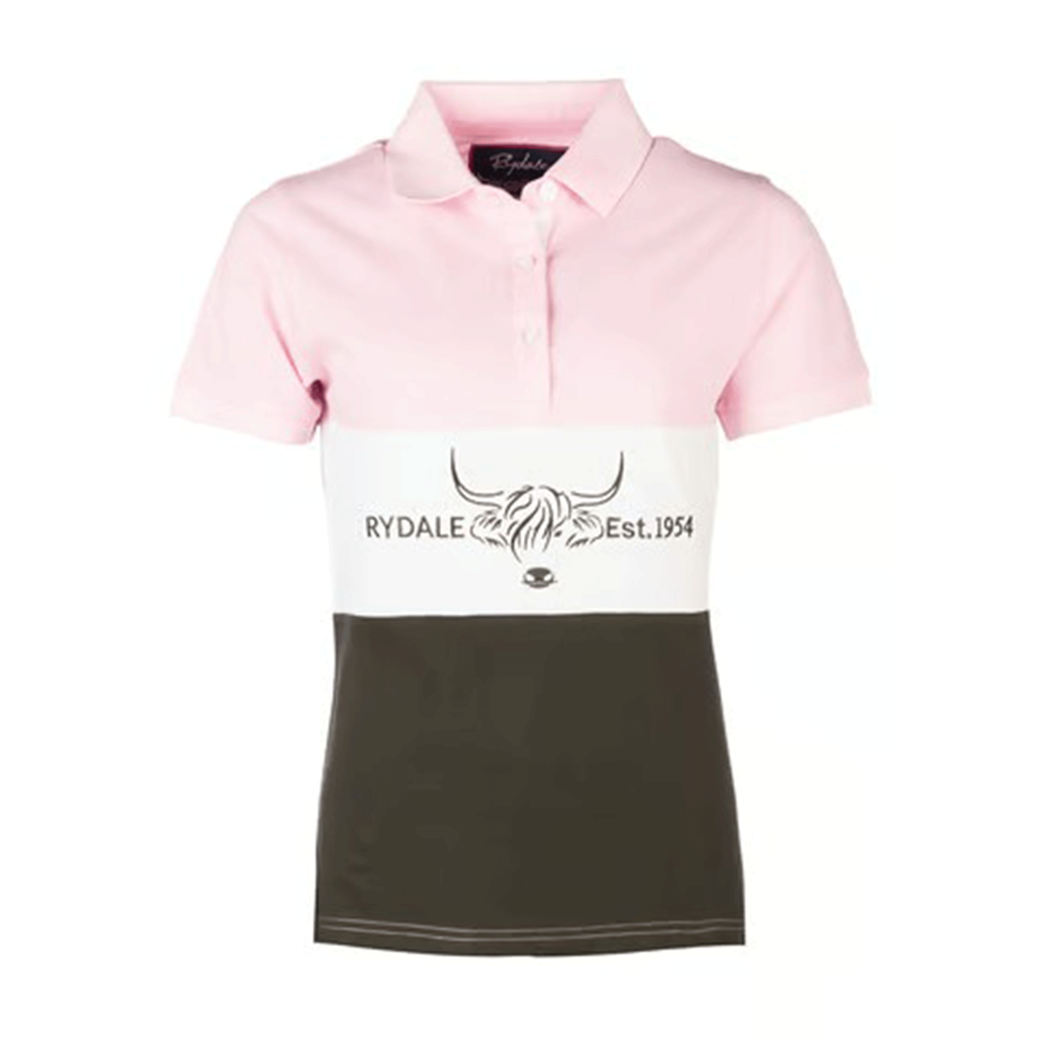 Rydale Byland Ladies Polo Shirt Cow Sorbet-White-Olive