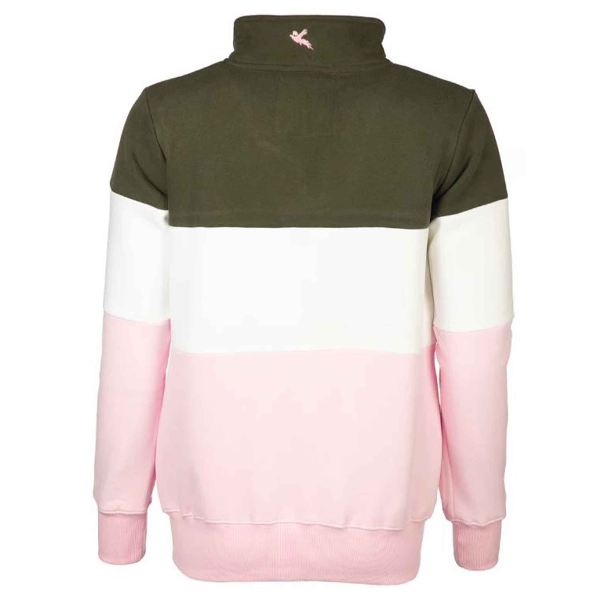 Rydale-Byland-Ladies-Qtr-Zip-Sweatshirt-Olive-White-Sorbet-2