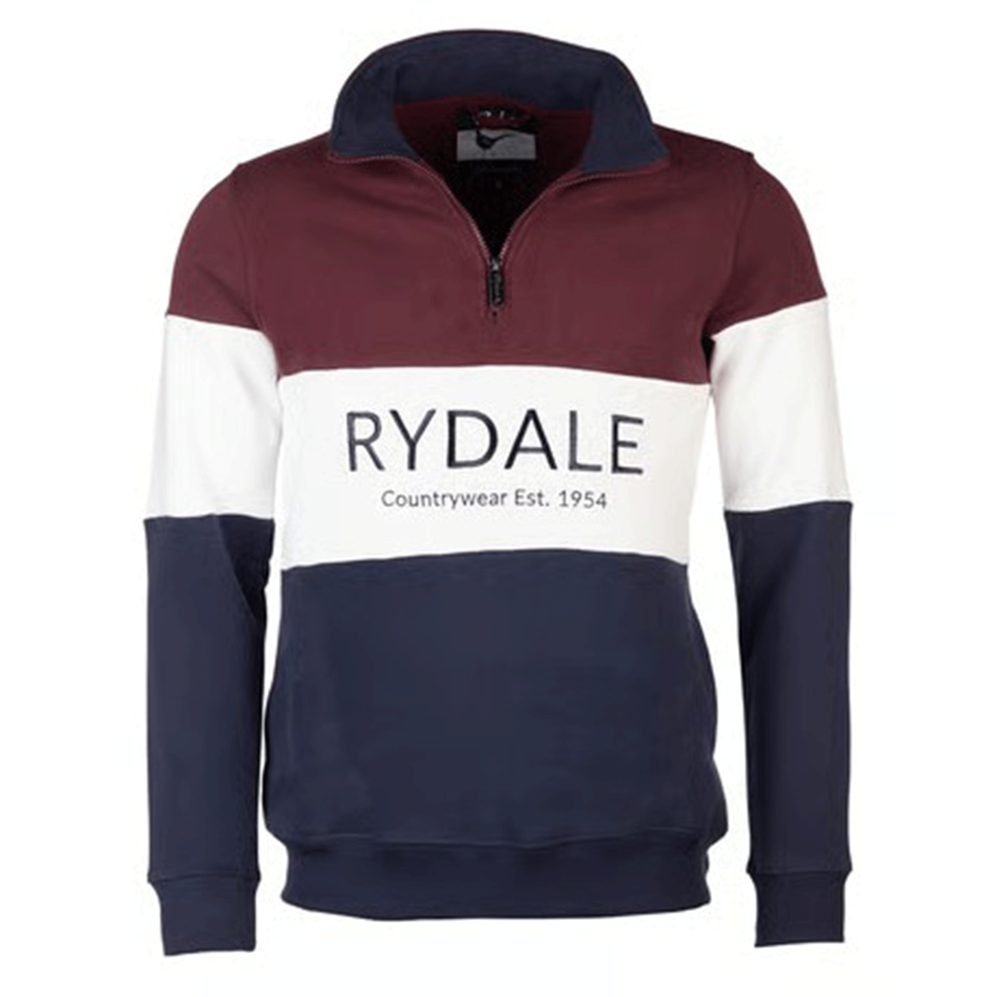 Rydale Byland Men's Quarter Zip Sweatshirt Navy-White-Wine