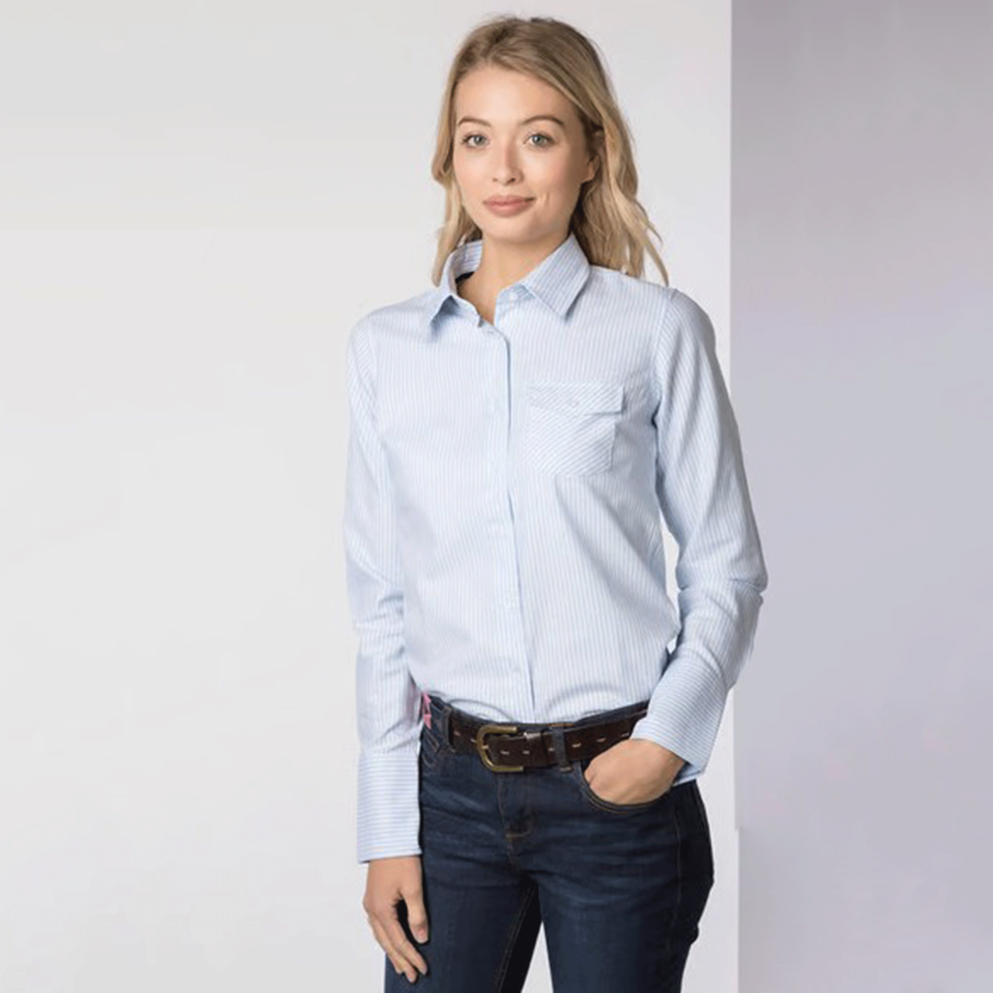 Rydale Hannah Ladies Striped Country Shirt Matilda Cloudless
