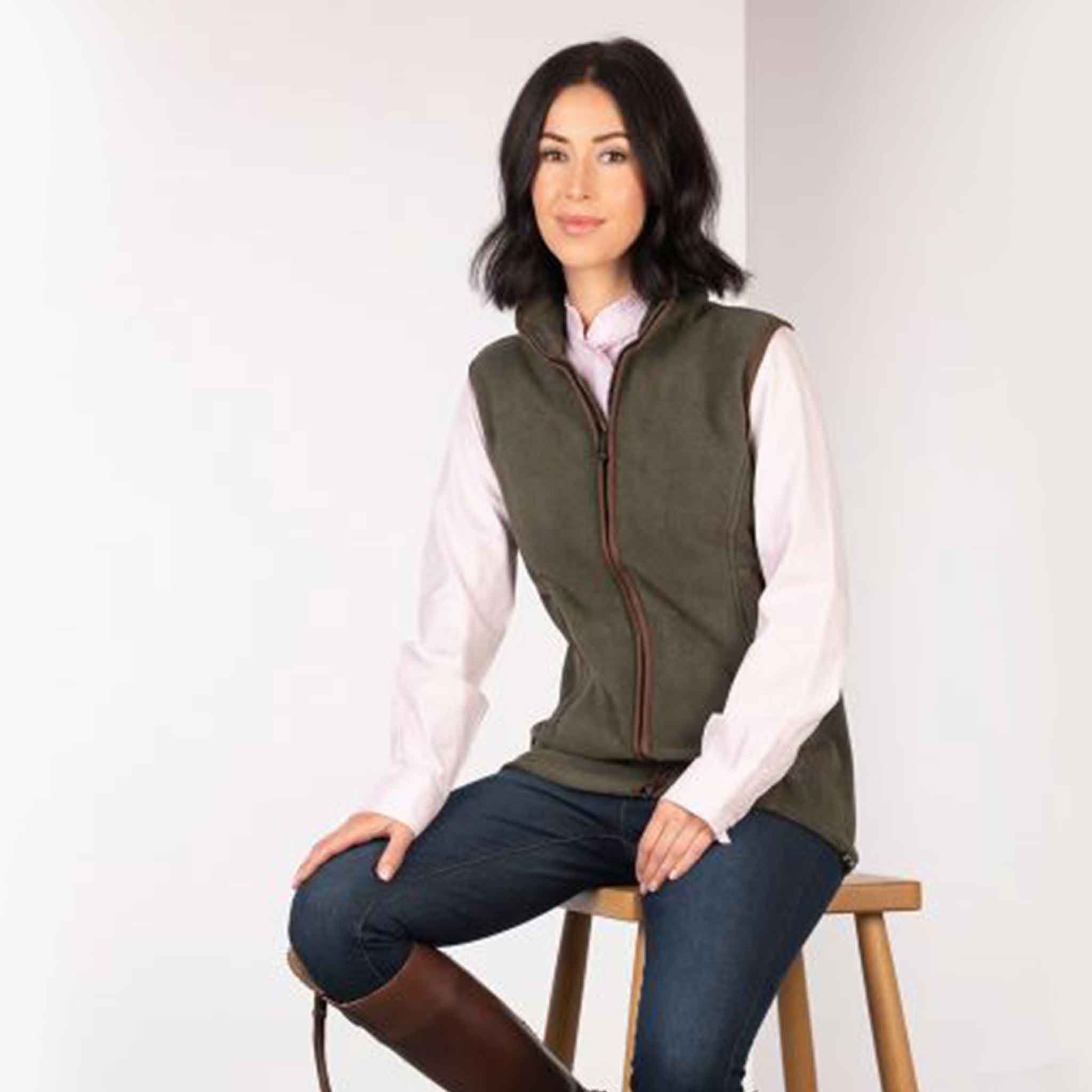 Rydale-Huggate-Ladies-Premium-Fleece-Waistcoat-Khaki-3