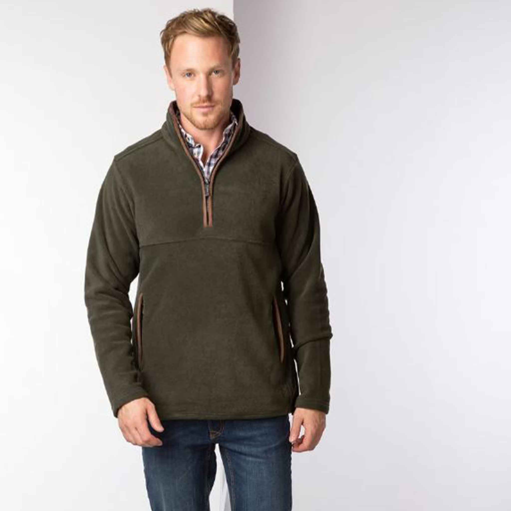 Rydale-Huggate-Men's-Overhead-Fleece-Khaki-3