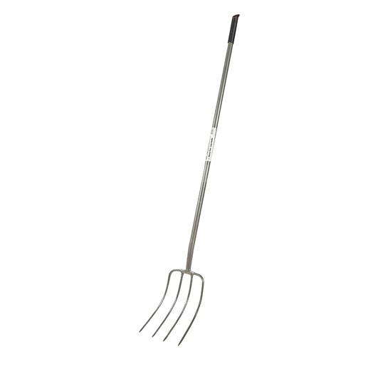 Saddlers Hi Strength Long Handled 4 Prong Manure Fork Grey