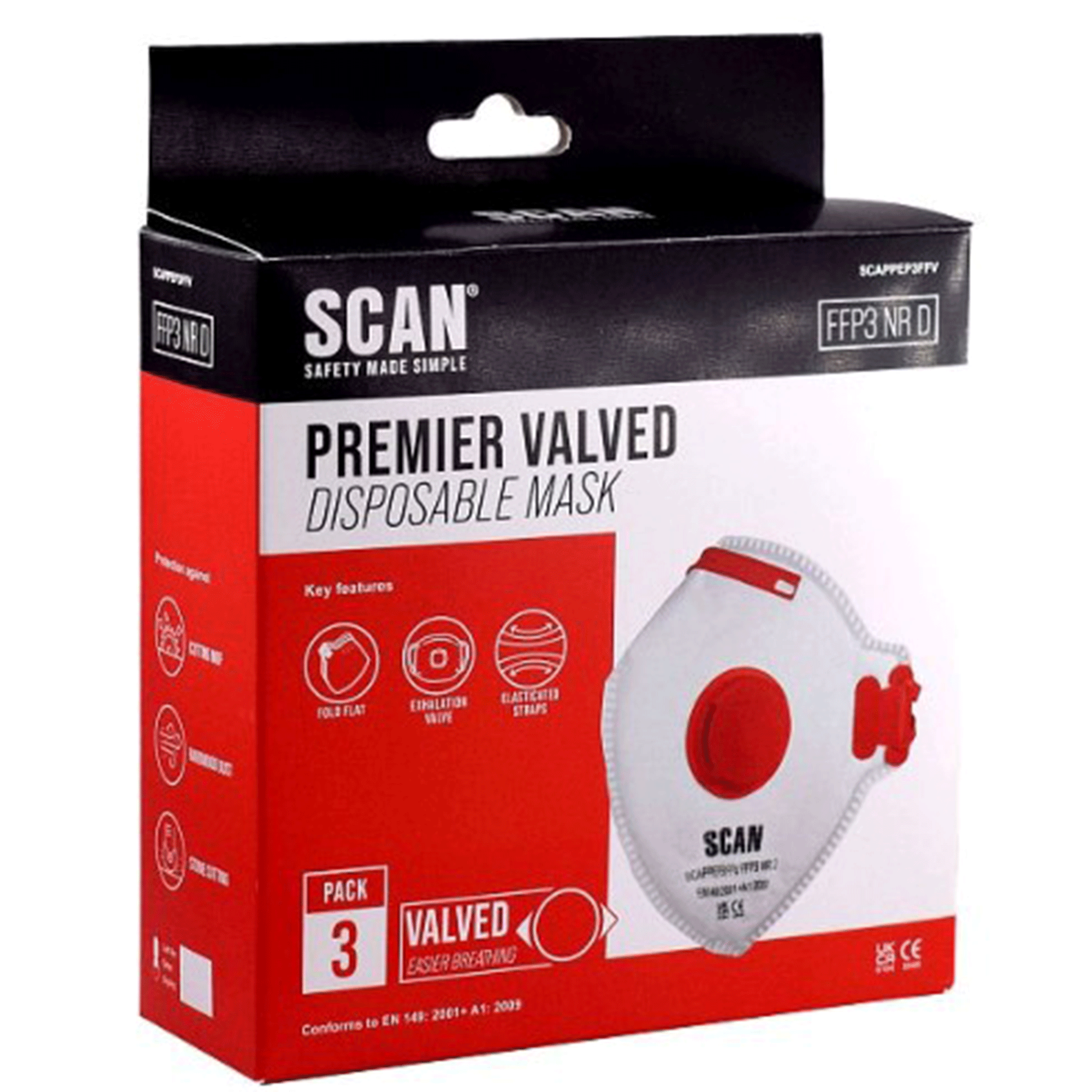 Scan FFP3 Fold Flat Valved Disposable Mask