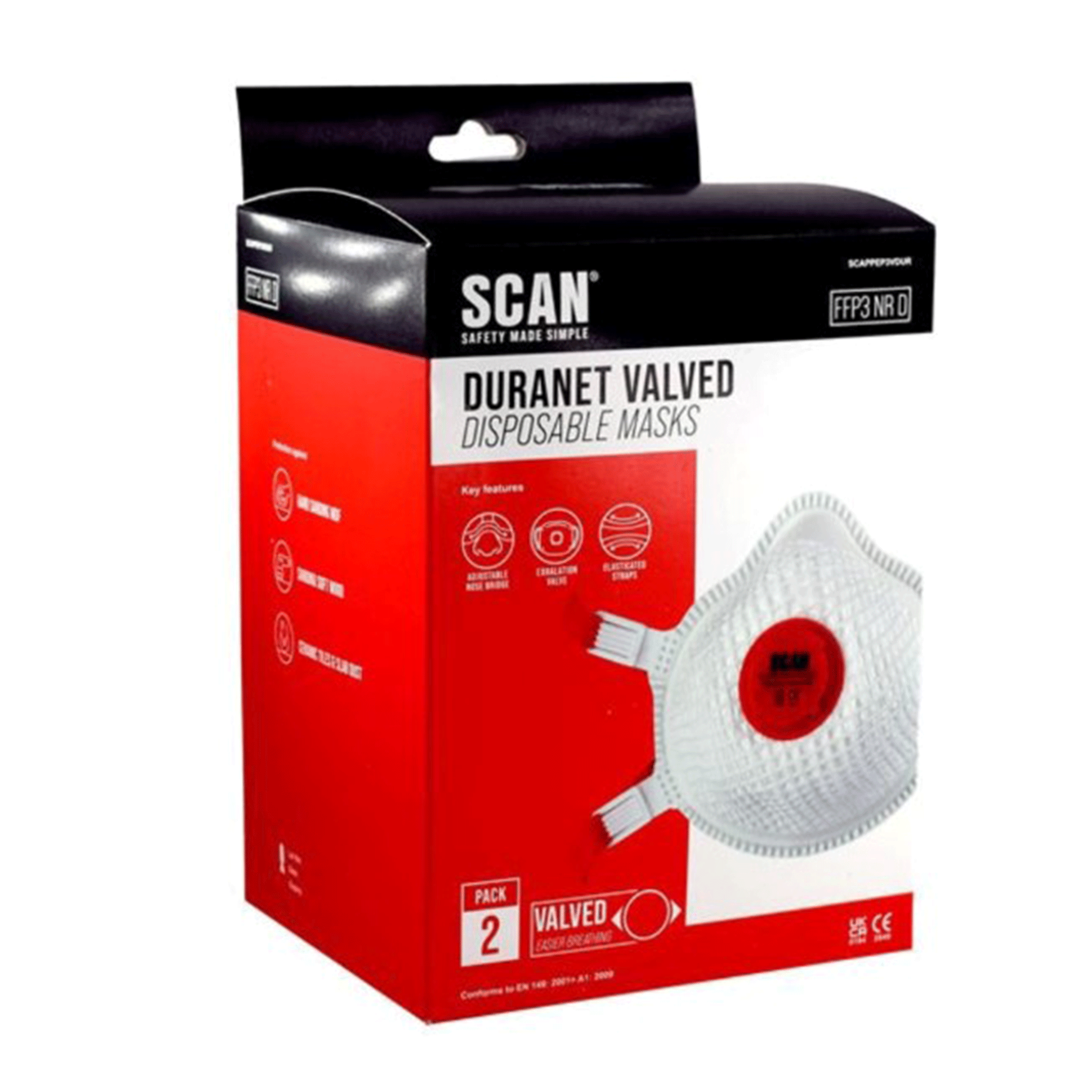 Scan FFP3 Moulded Valved Masks Pack of 2 with Mesh