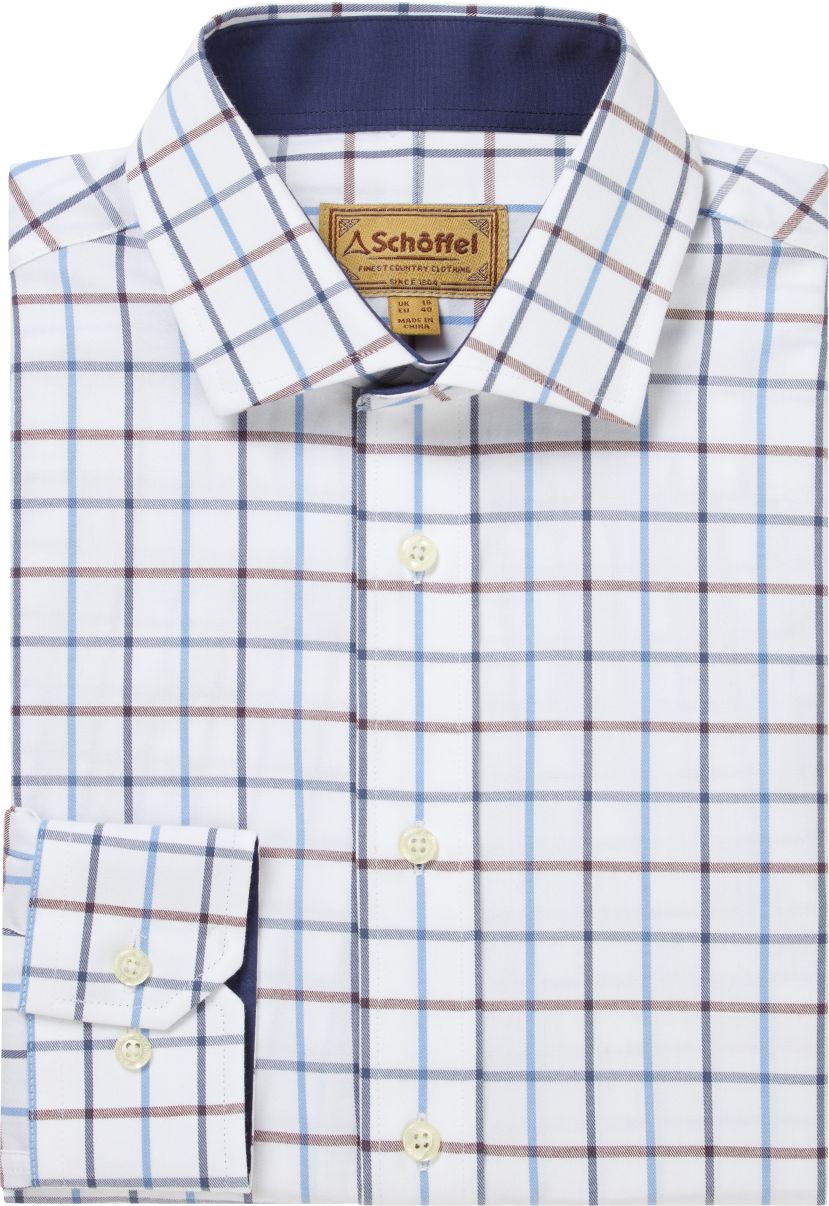 Schoffel Baconsthorpe Tailored Shirt Vintage Navy Check 1