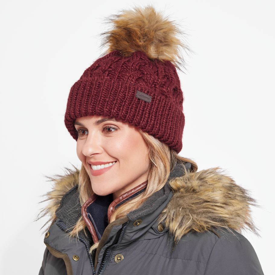 Schoffel Bakewell Cable Knit Bobble Hat Damson 2