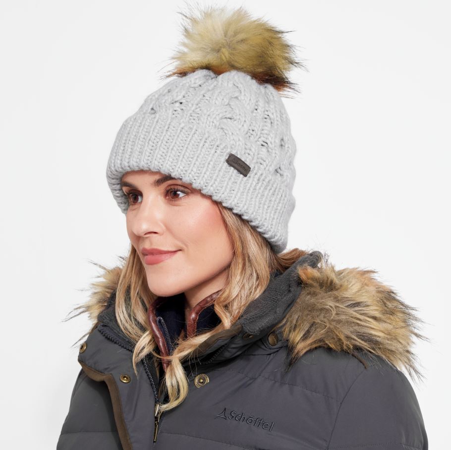 Schoffel Bakewell Cable Knit Bobble Hat Silver 1