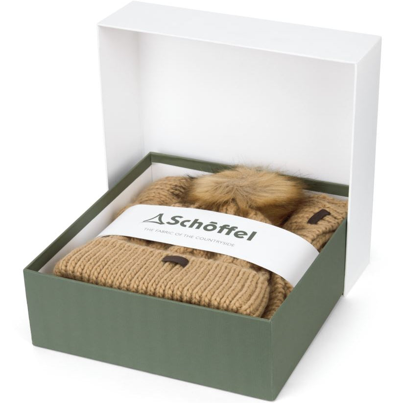 Schoffel Bakewell Cable Knit Hat & Scarf Boxed Set Oat 1