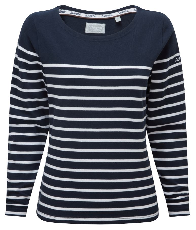 Schoffel Beauport Ladies Cotton Top Navy-White Stripe 1