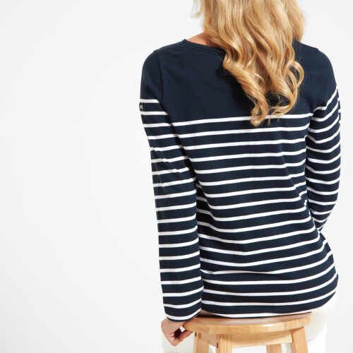 Schoffel Beauport Ladies Cotton Top Navy-White Stripe 2