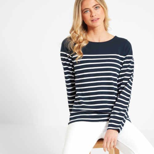 Schoffel Beauport Ladies Cotton Top Navy-White Stripe 3
