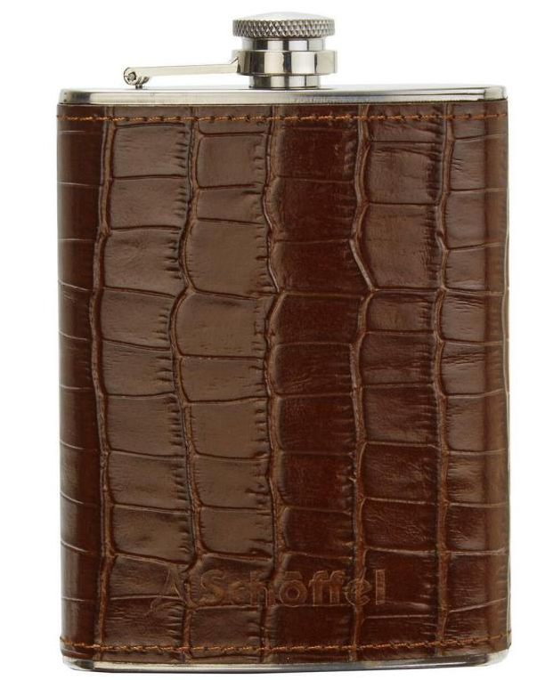Schoffel Stainless Steel Boxed Leather Hip Flask 2