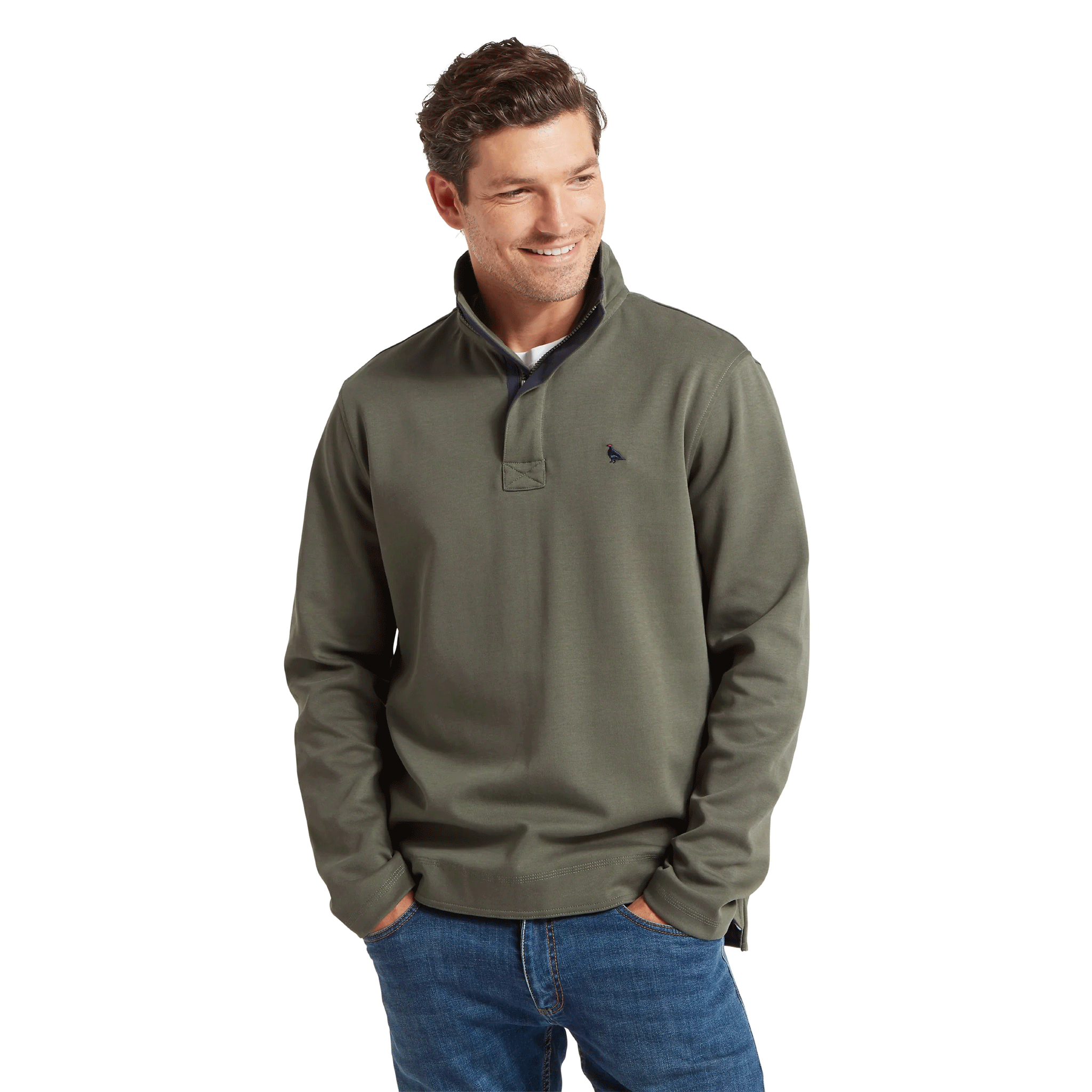 Schoffel Porthleven Quarter Zip Jumper in Beetle Green