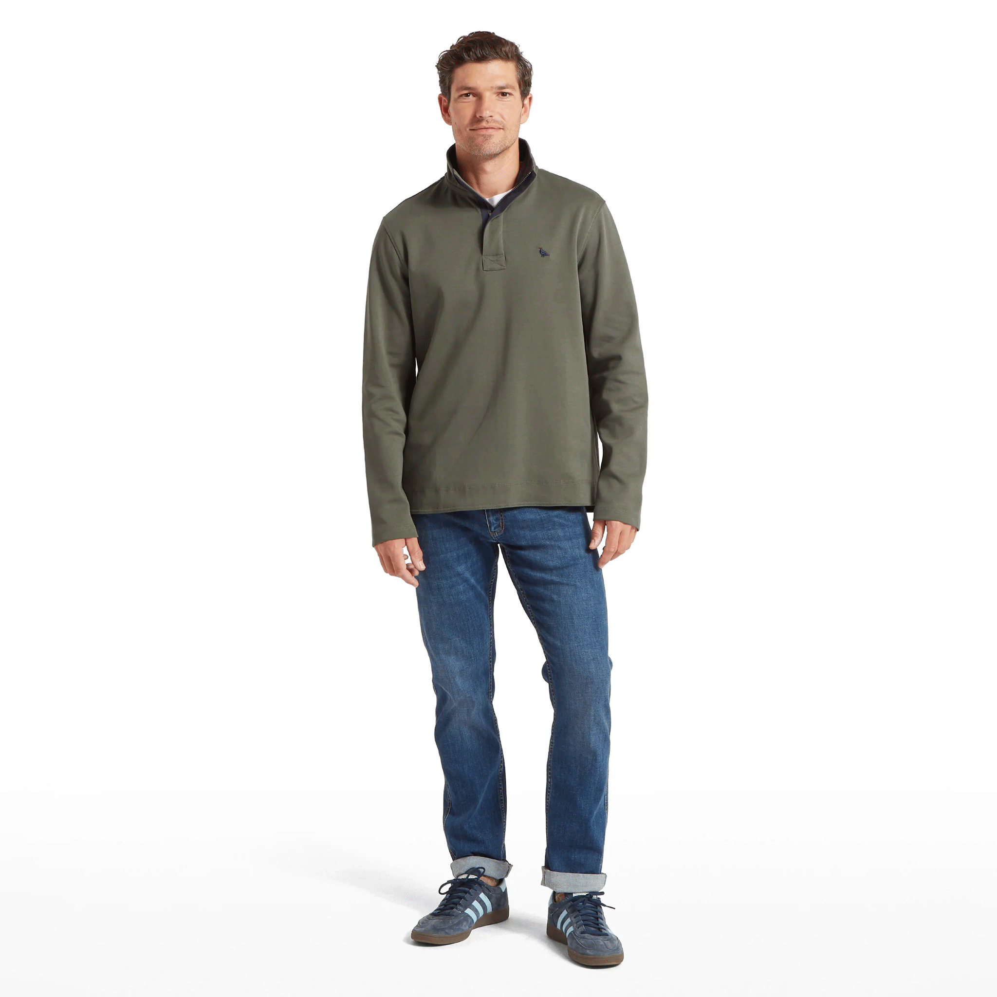 Schoffel Porthleven Quarter Zip Jumper in Beetle Green