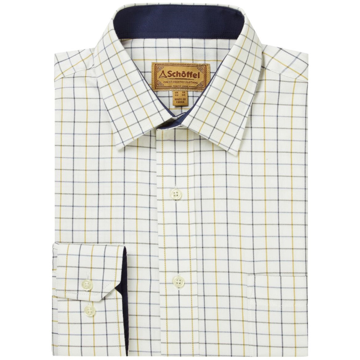 Schoffel Burnham Tattersall Classic Shirt Vintage Navy Check 2