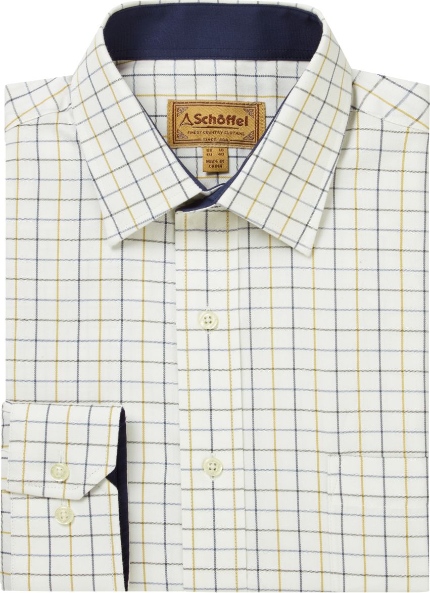 Schoffel Burnham Tattersall Classic Shirt Vintage Navy Check