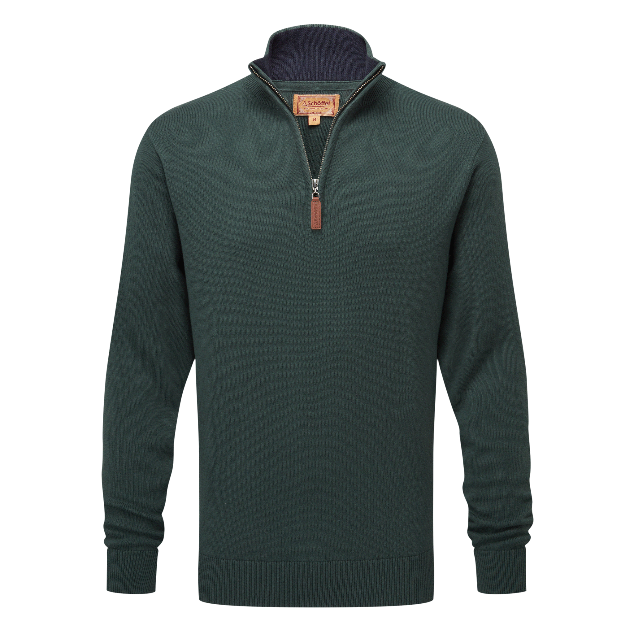 Schoffel Calton Cotton Cashmere Quarter Zip Jumper in Botanical Green