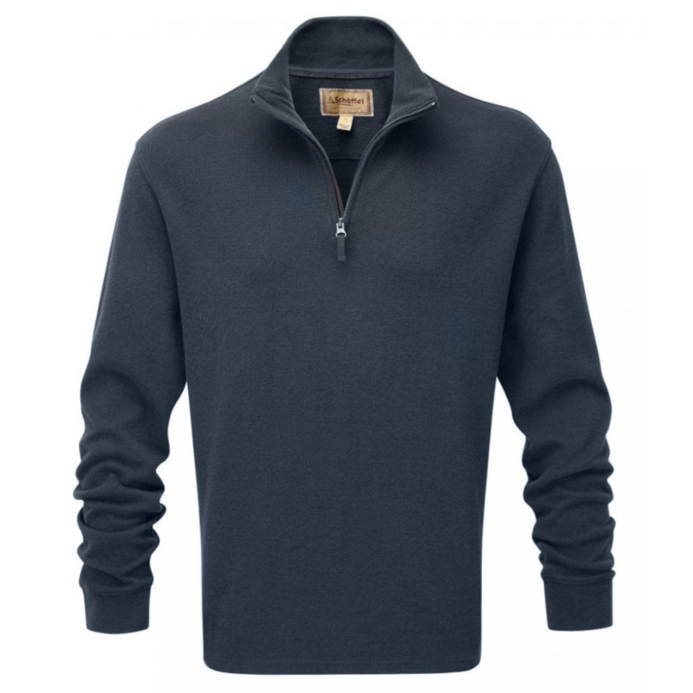 Schoffel Cotton French Rib Qtr Zip Jumper Navy 1