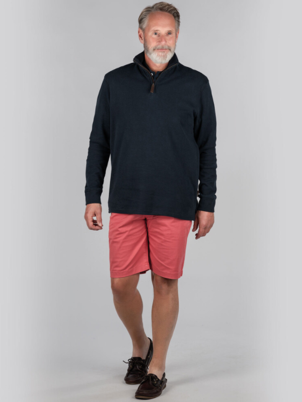 Schoffel Cotton French Rib Qtr Zip Jumper Navy 3