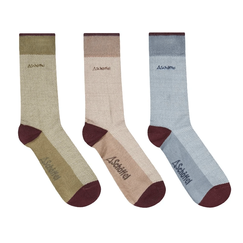 Schöffel Country Men’s Bamboo Socks Gift Box of 3 Port Herringbone Mix UK 7-11