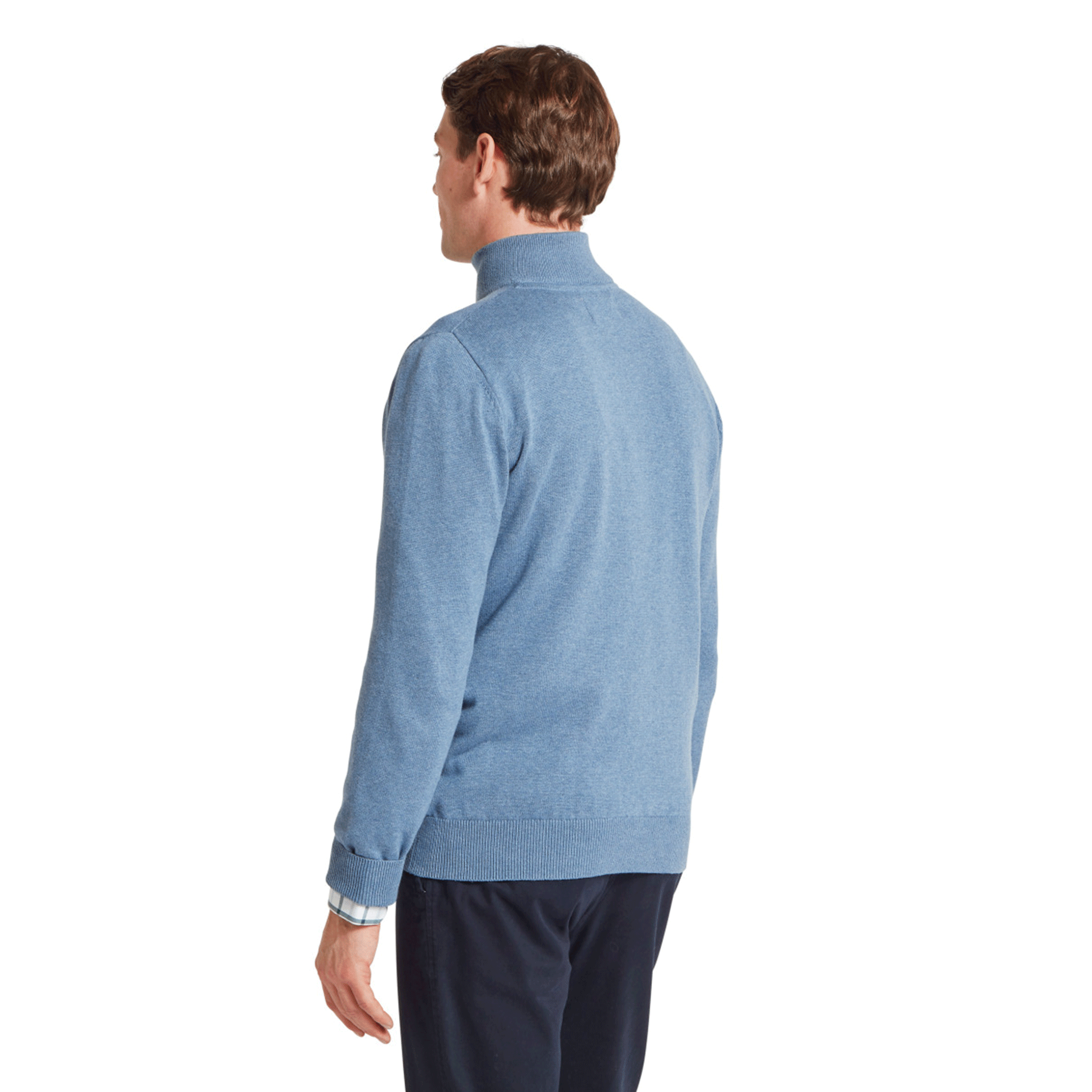 Schöffel Country Men’s Calton Cotton Cashmere Quarter-Zip Jumper Lake Blue