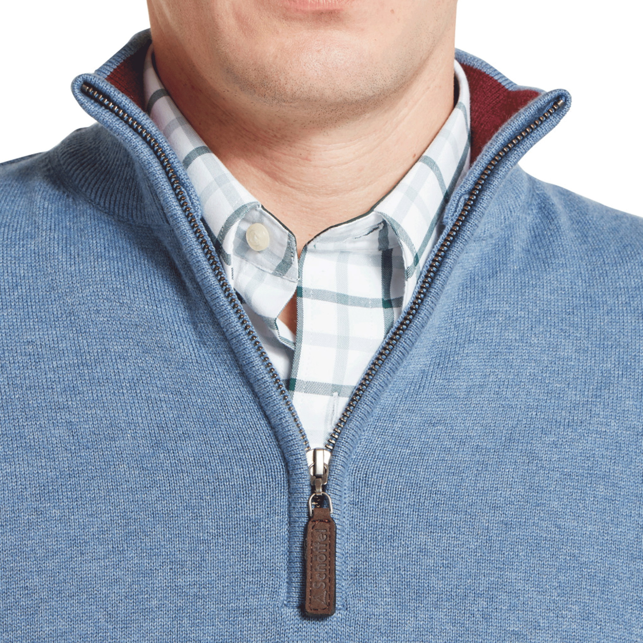 Schöffel Country Men’s Calton Cotton Cashmere Quarter-Zip Jumper Lake Blue