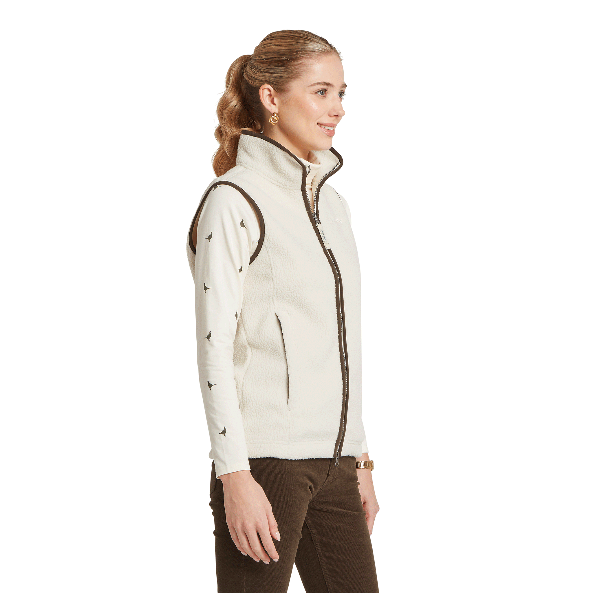 Schöffel Country Women's Lyndon Retro Fleece Gilet Soft White