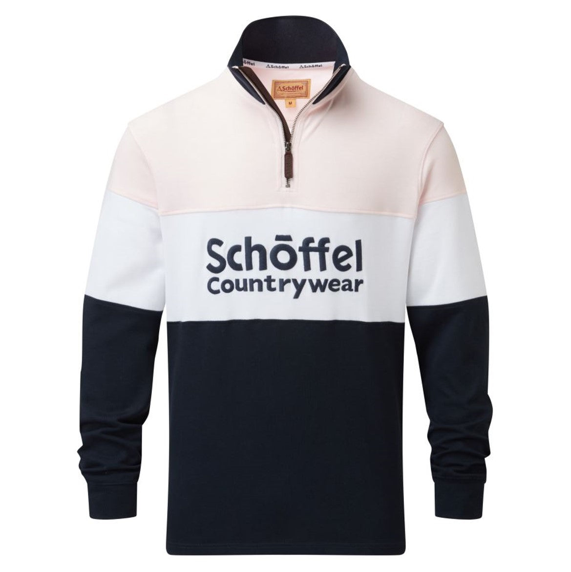 Schoffel Exeter Heritage Qtr Zip Rugby Shirt Pale Pink 2