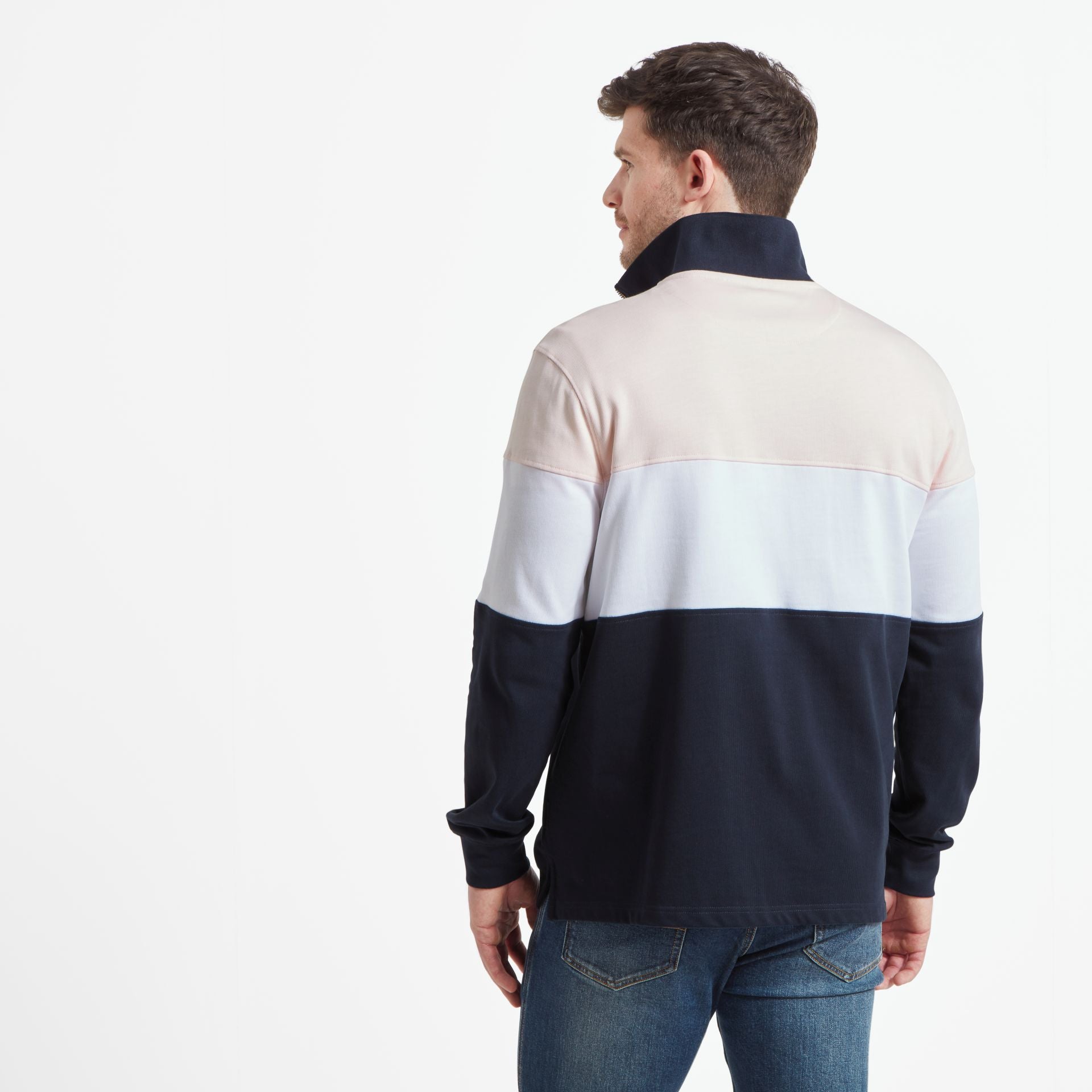 Schoffel Exeter Heritage Qtr Zip Rugby Shirt Pale Pink 4