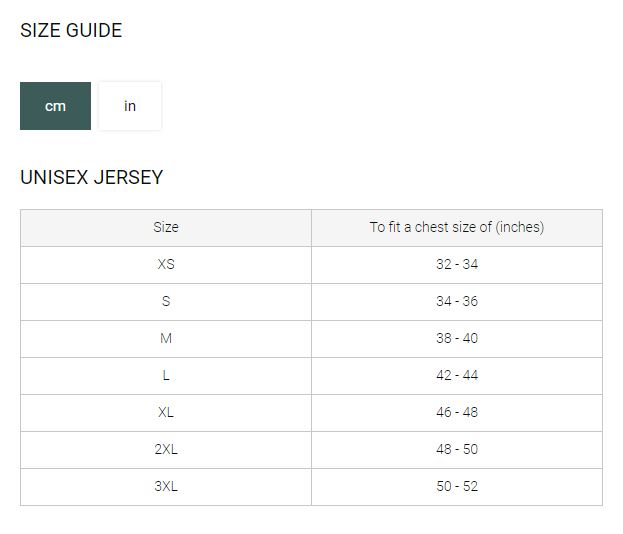 Schoffel Unisex Jersey - Size Guide