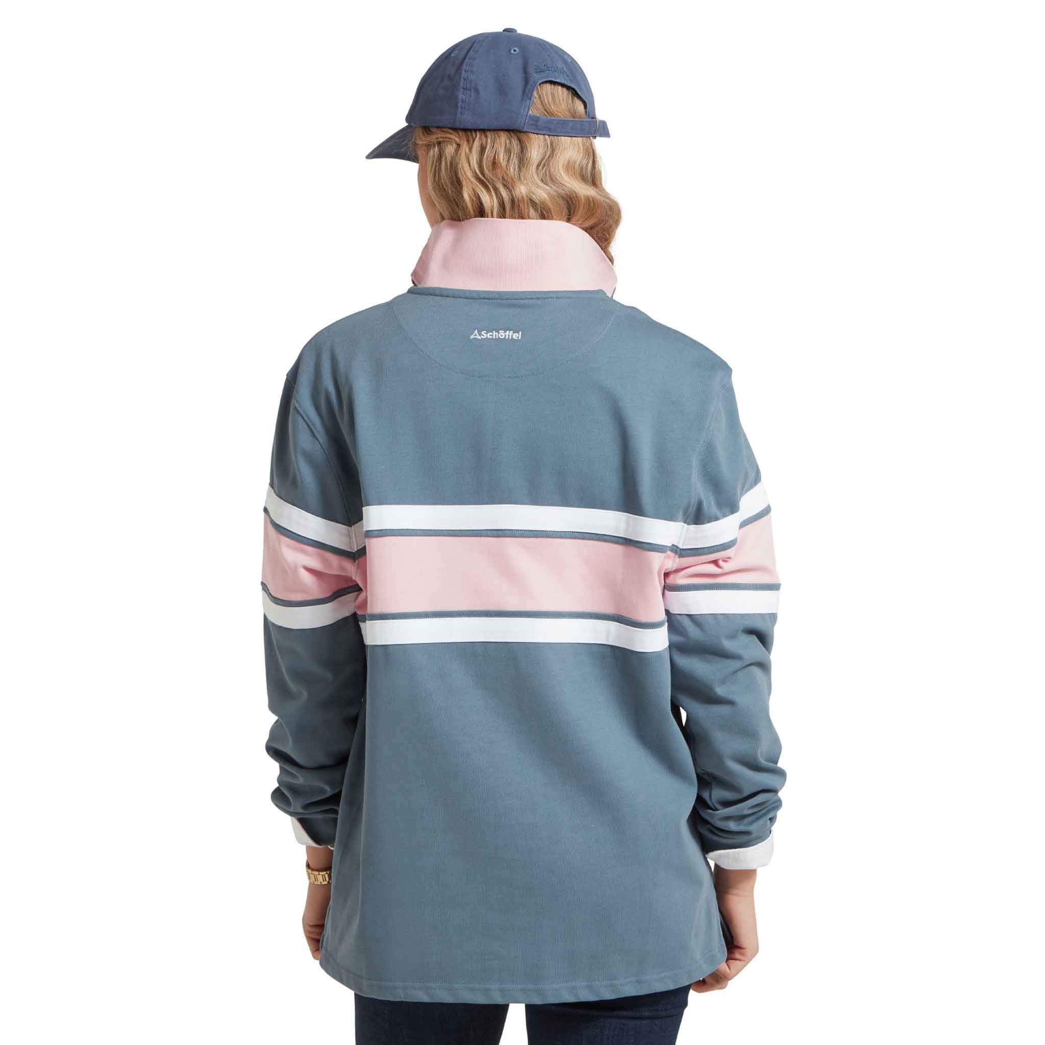 Schoffel-Exmouth-Heritage-Qtr-Zip-Rugby-Shirt-Dark-Pigeon-Blue-Chalky-Coral-3