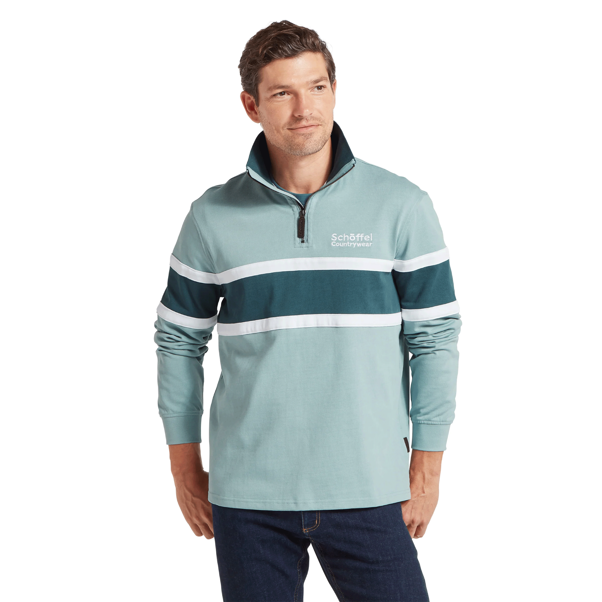 Schoffel Exmouth Heritage Quarter Zip in Powder Blue