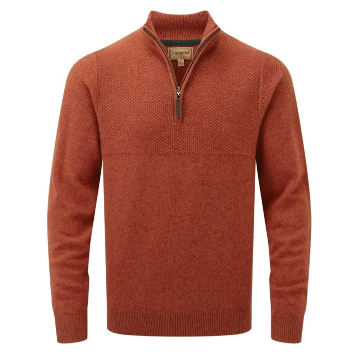 Schoffel Fortrose Lambswool Qtr Zip Jumper Rust 1