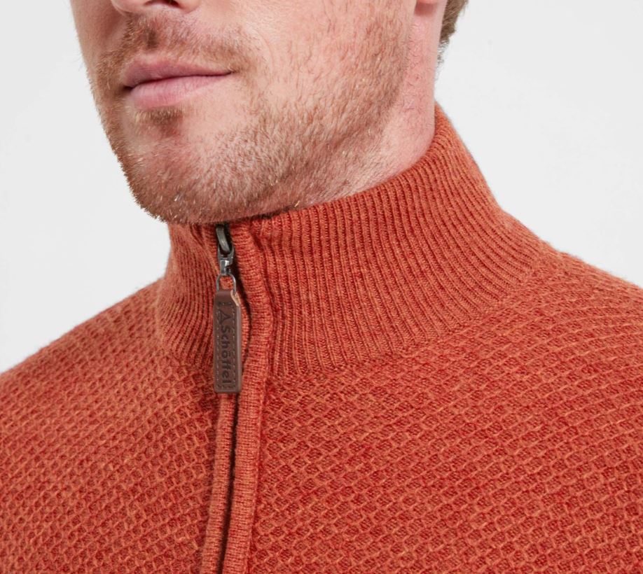 Schoffel Fortrose Lambswool Qtr Zip Jumper Rust 3