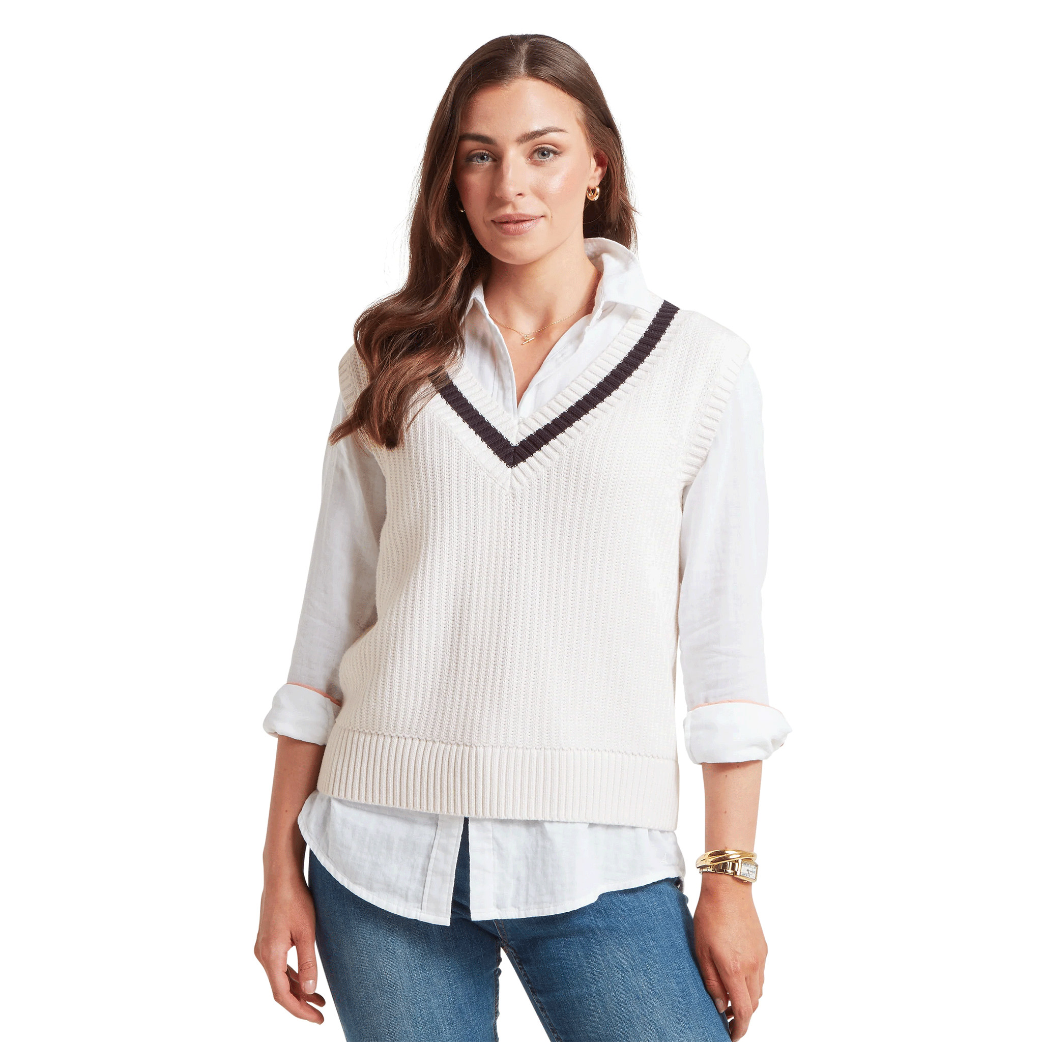 Schoffel Hambledon Knitted Vest in Navy Stripe
