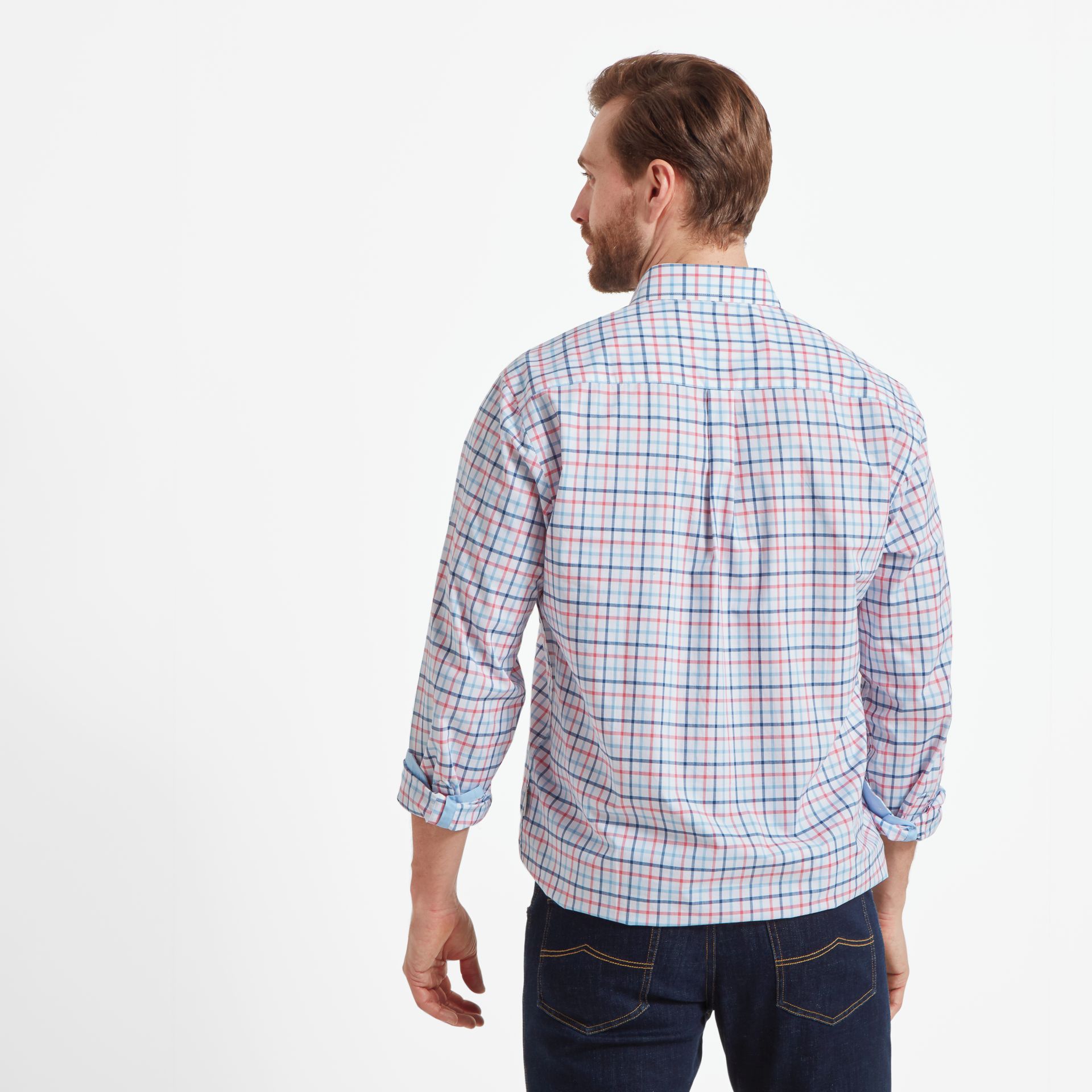 Schoffel Holkham Classic Shirt French Navy-Sky Blue-Sun Coral 3