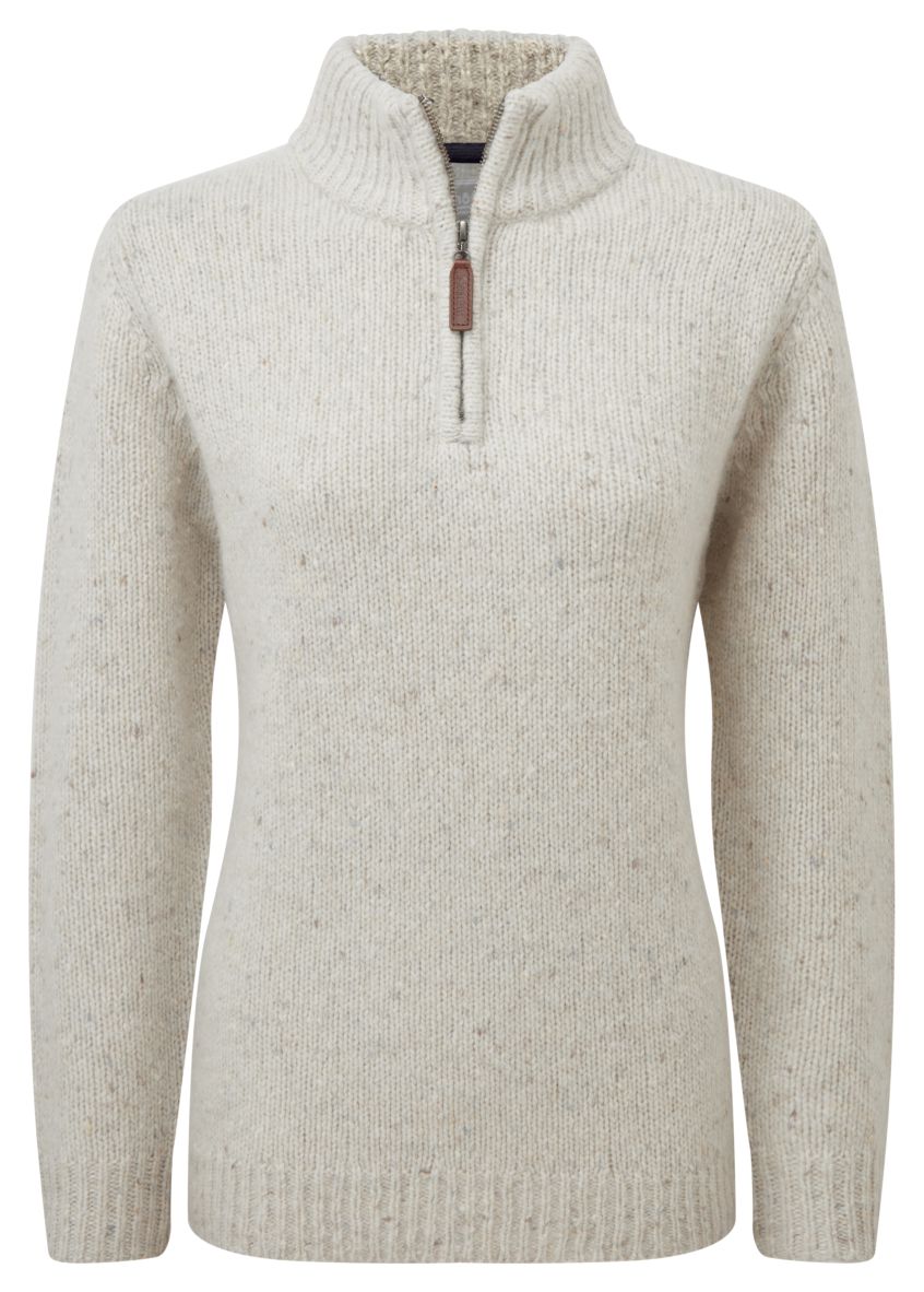 Schoffel Ladies Aviemore Alpaca Mix Qtr Zip Jumper Ivory 2