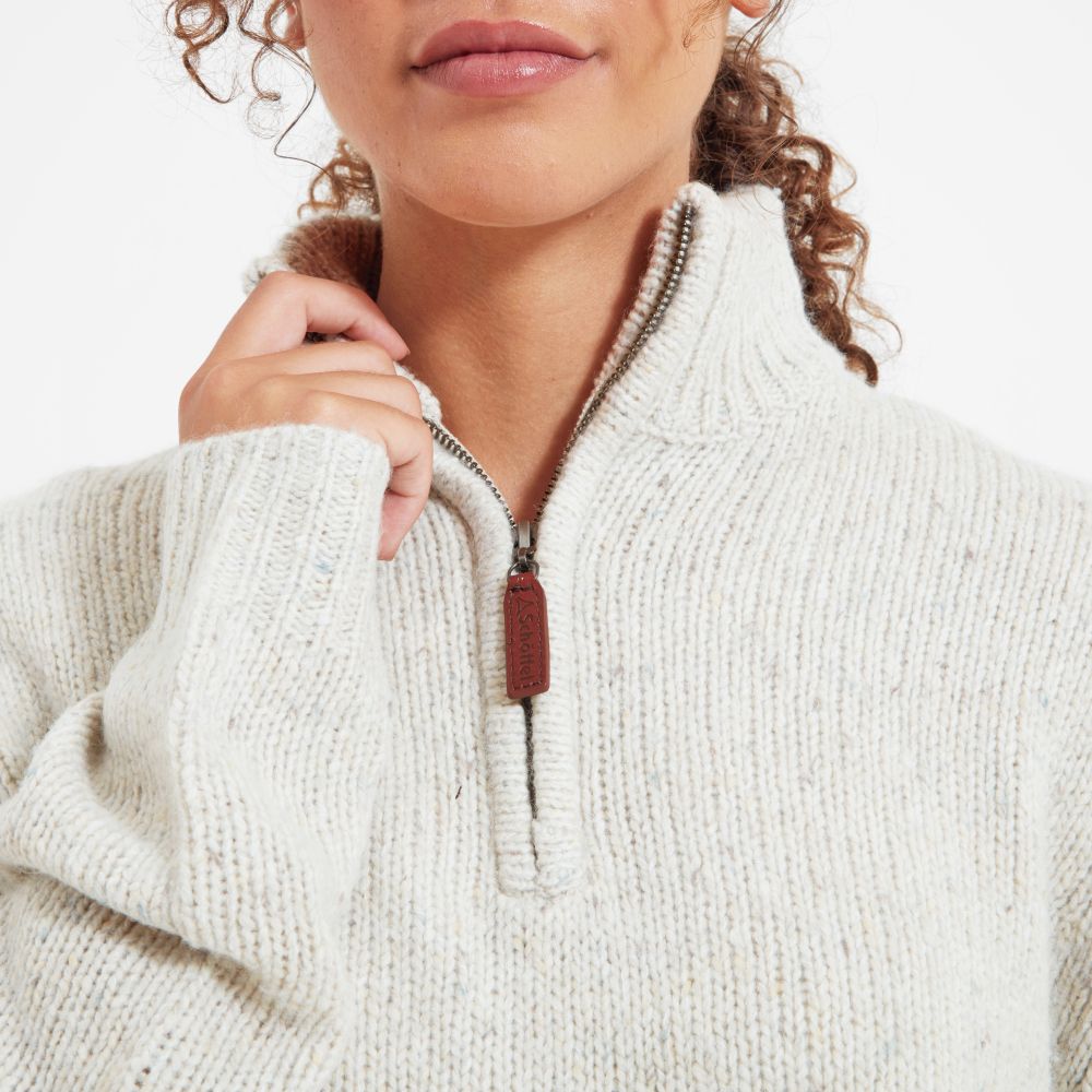 Schoffel Ladies Aviemore Alpaca Mix Qtr Zip Jumper Ivory 3