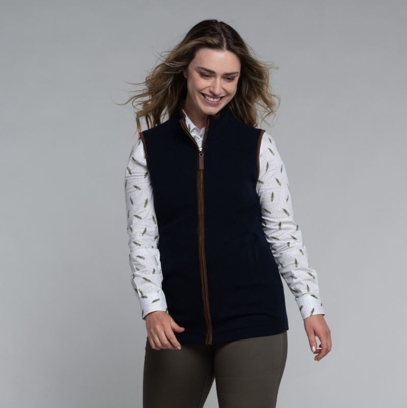 Schoffel Ladies Lambswool Aerobloc Gilet Navy 2